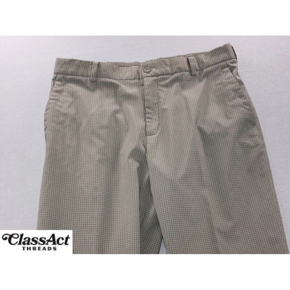 Nike Golf Pants Mens Brown Checked Dri-Fit Tour Performance Stretch 33 X 32
